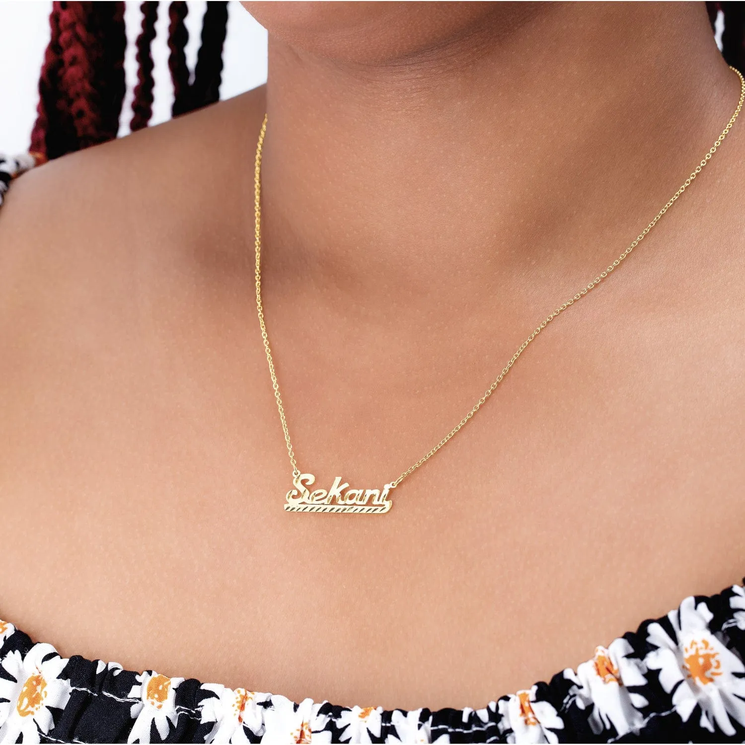 Personalized Name necklace with Diamond Cut "Sekani"