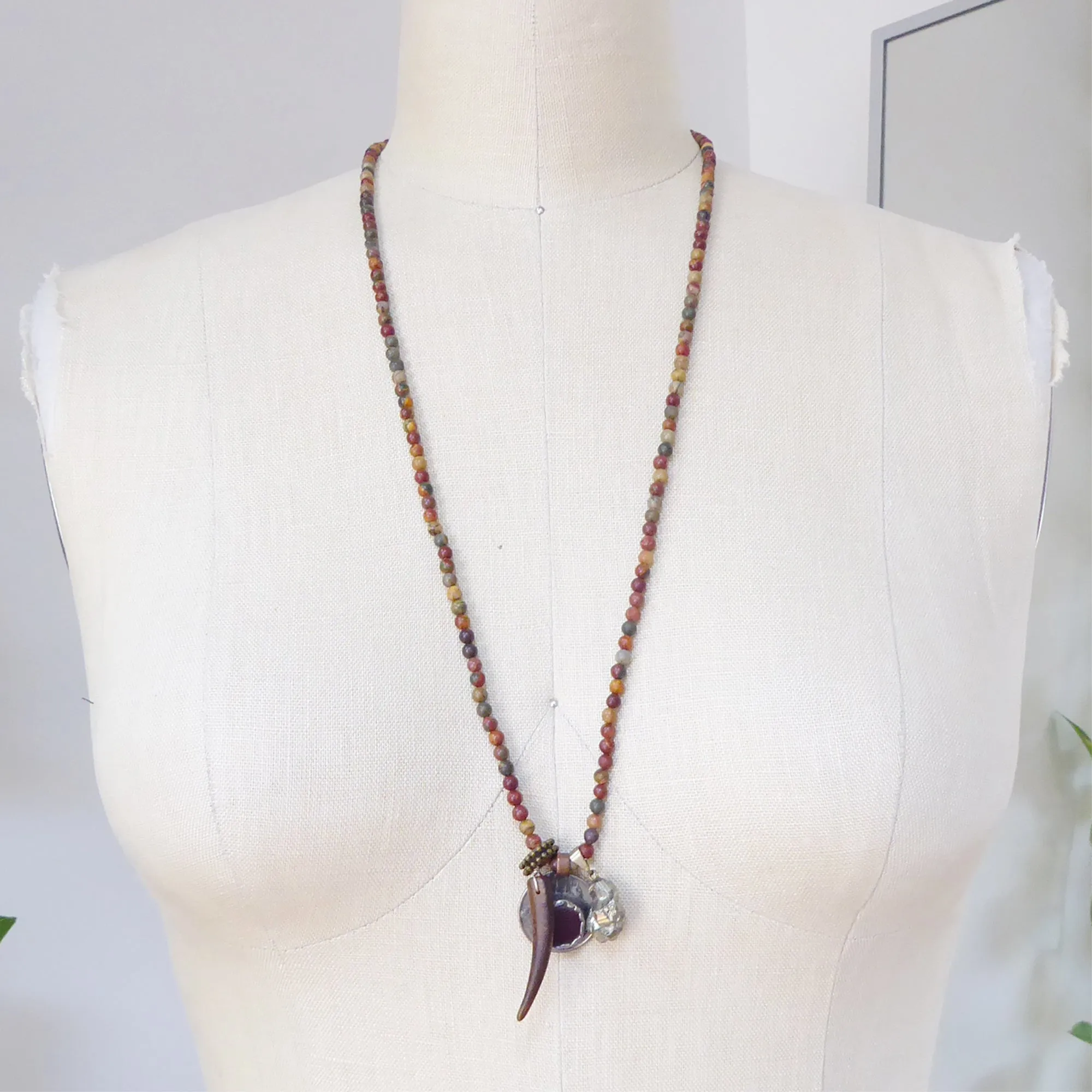 Polychrome jasper charm necklace