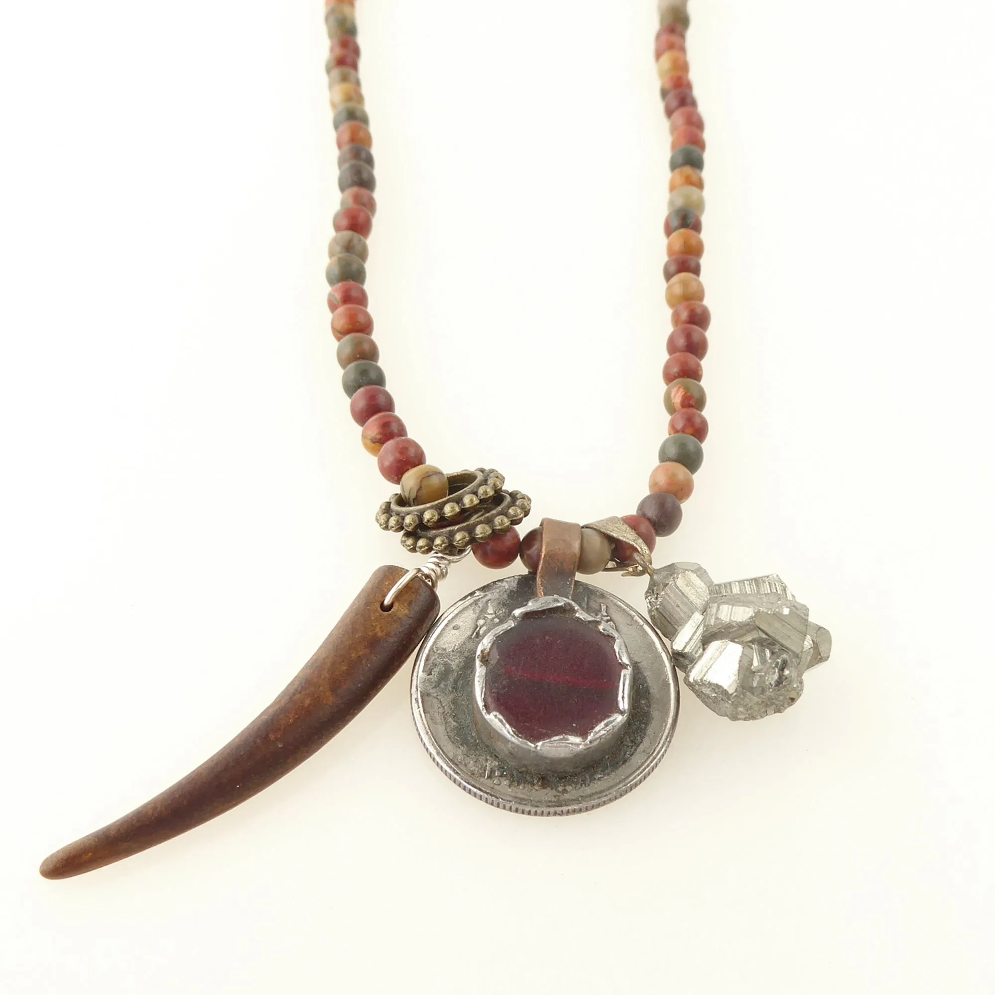 Polychrome jasper charm necklace