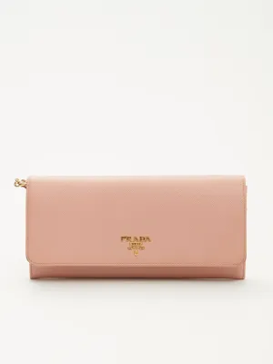 Prada Blush Pink Saffiano Wallet On Chain