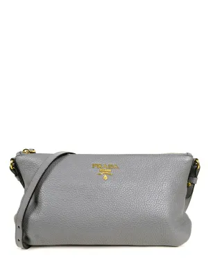 Prada Marmo Grey Leather Messenger Crossbody Bag