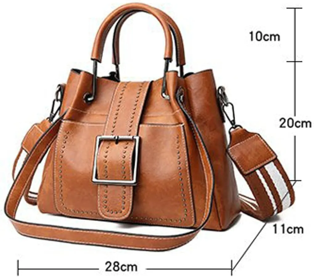 PU Leather Shoulder Bag with Crossbody Strap