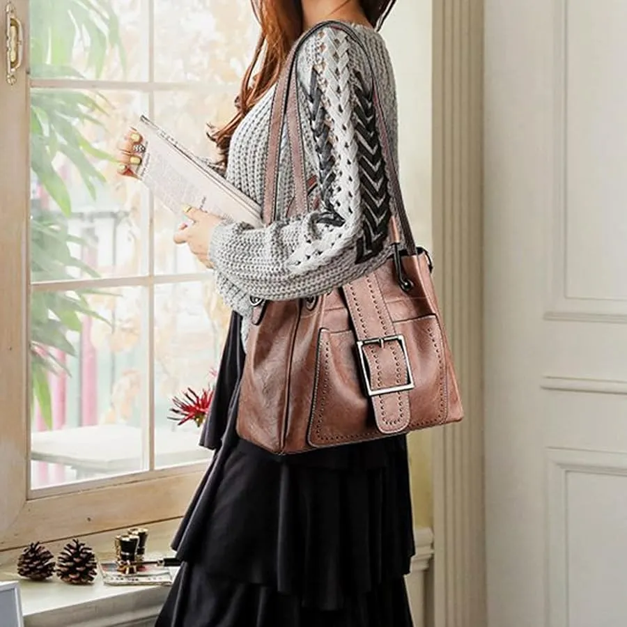 PU Leather Shoulder Bag with Crossbody Strap