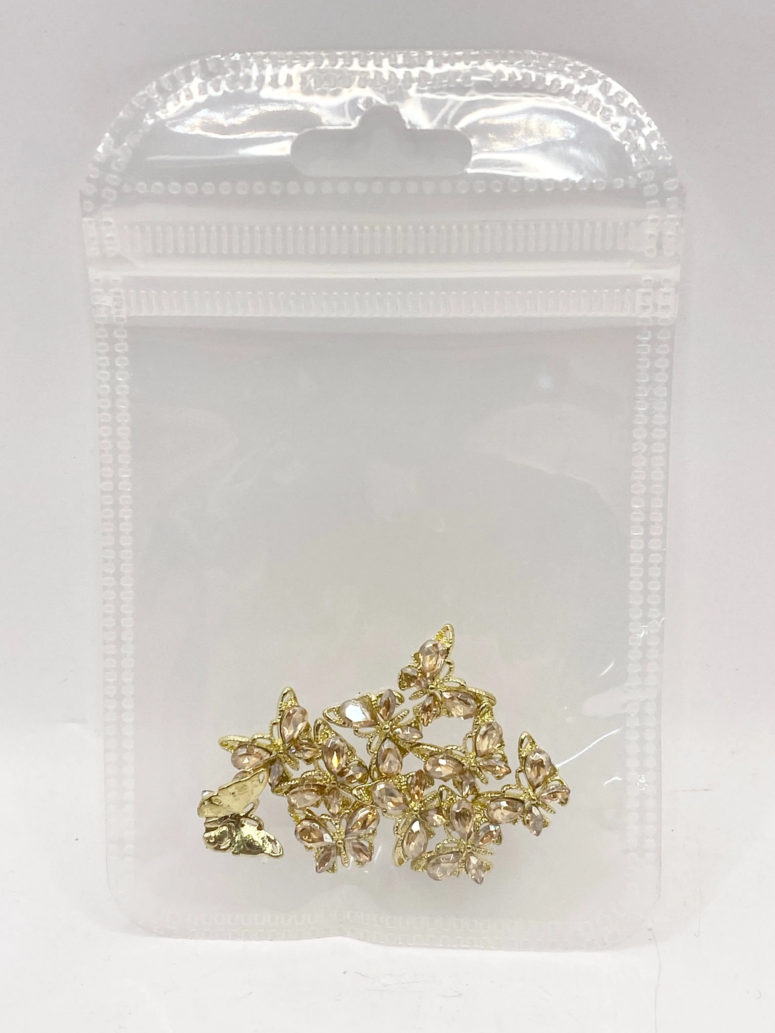 Queen - Nail Charms 10pc - #030 Gold Orange Small Crystal Butterflies