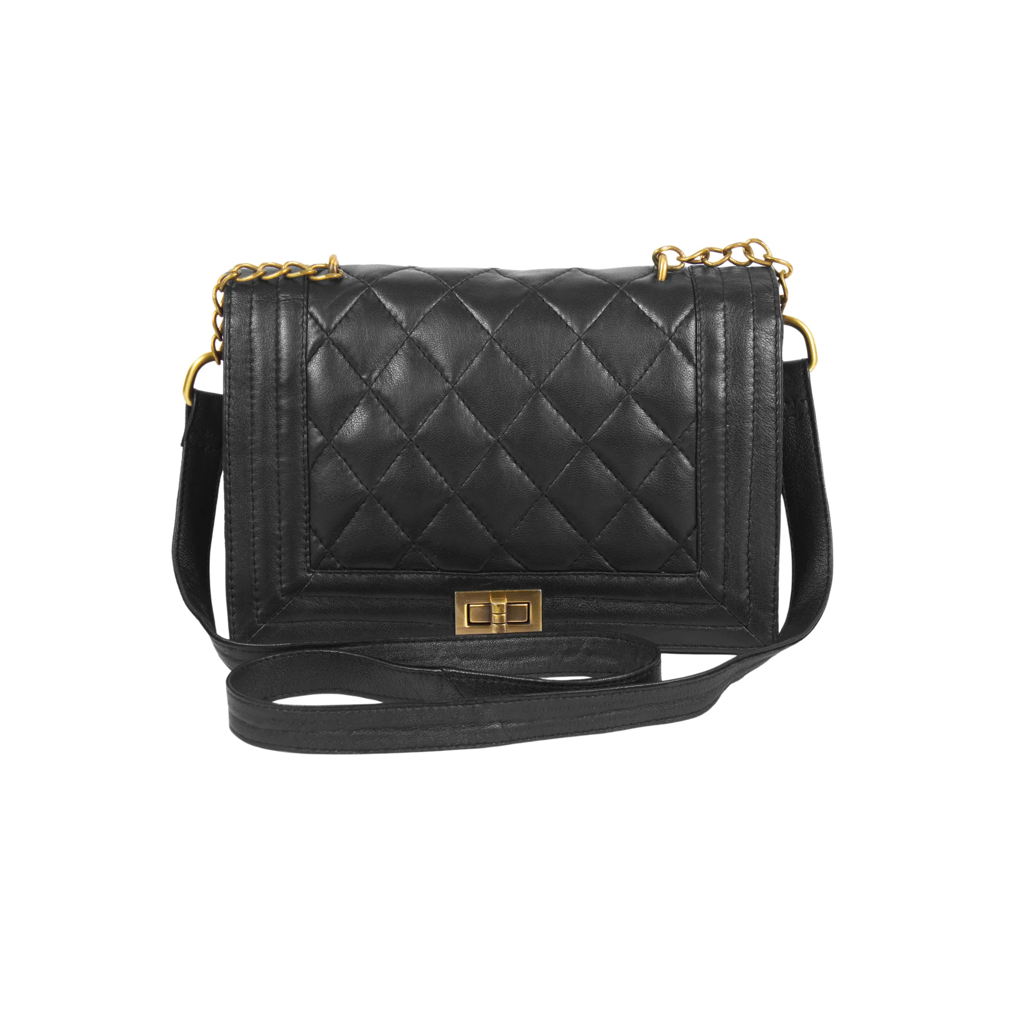 Quilted Leather Saddle Messenger Bag