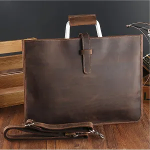 Realaiot High Fashion Luxury Clutch Bag Men's A4 File Document Purse Wallet Top Layer Ipad Leather Business Bag Briefcase Cowkskin