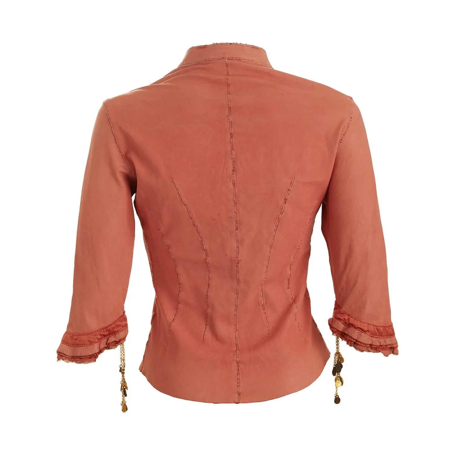 Roberto Cavalli Pink Leather Coin Top
