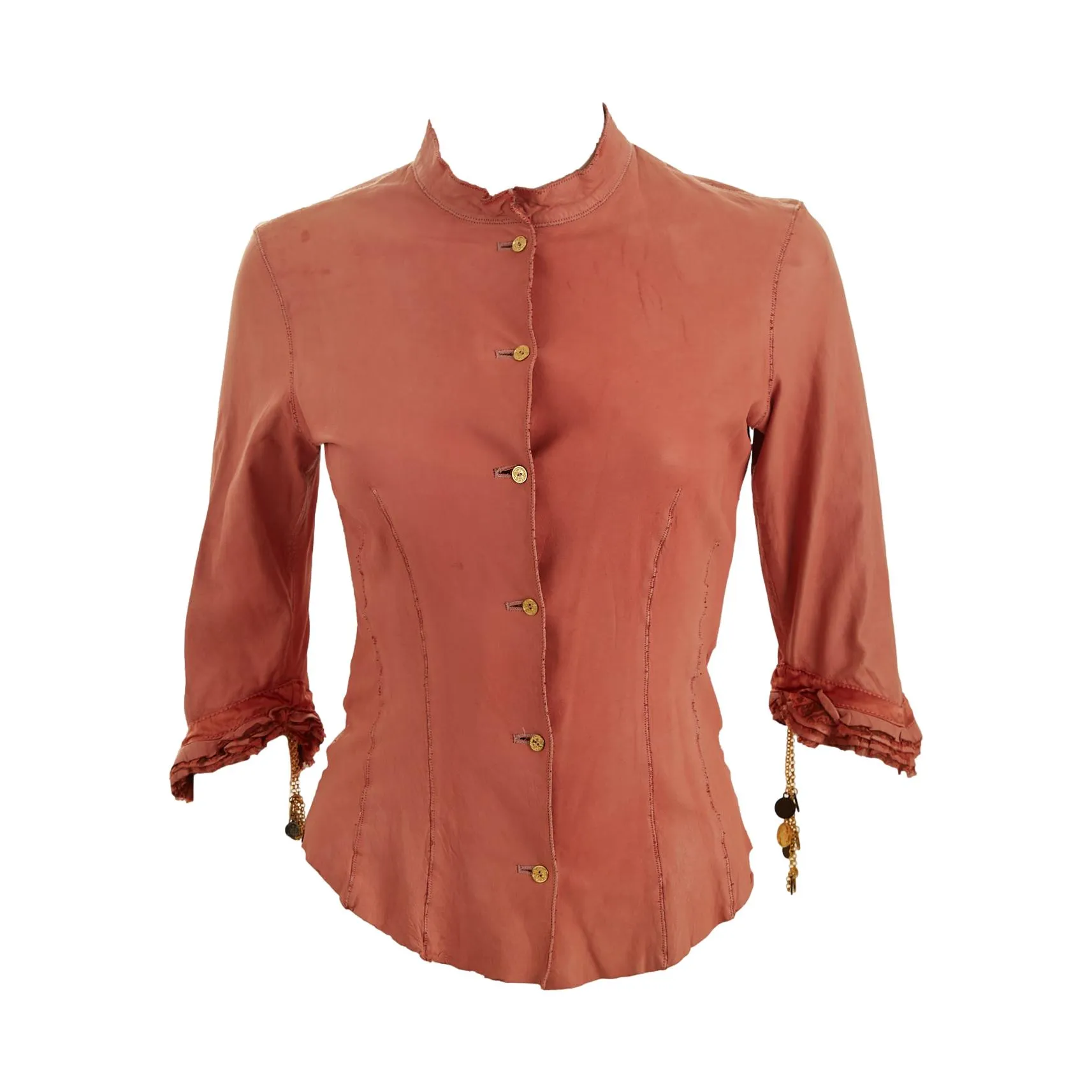 Roberto Cavalli Pink Leather Coin Top