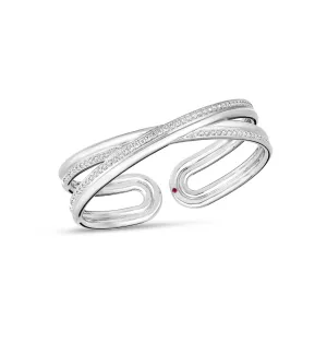 Roberto Coin Cialoma White Gold Crossover Diamond Bangle