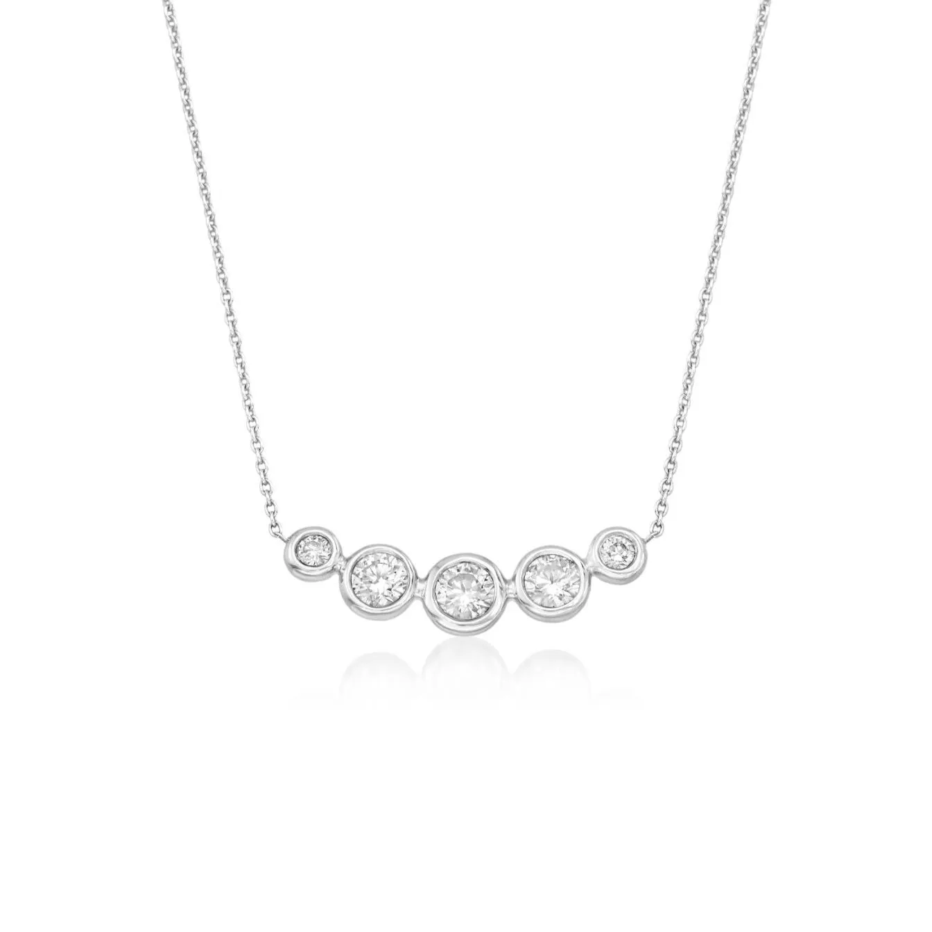 Roberto Coin Classic Diamond 18K White Gold Five Diamond Bezel Necklace