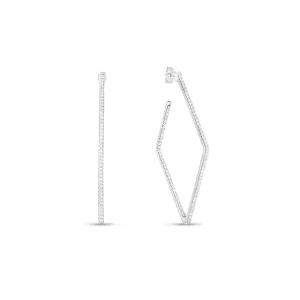 Roberto Coin Classic Diamond White Gold Square Large Hoop Earrings