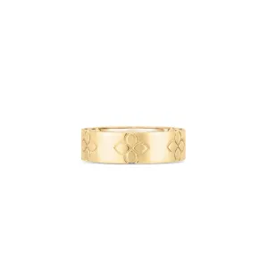 Roberto Coin Love in Verona Yellow Gold Etched Flowers Wide Ring