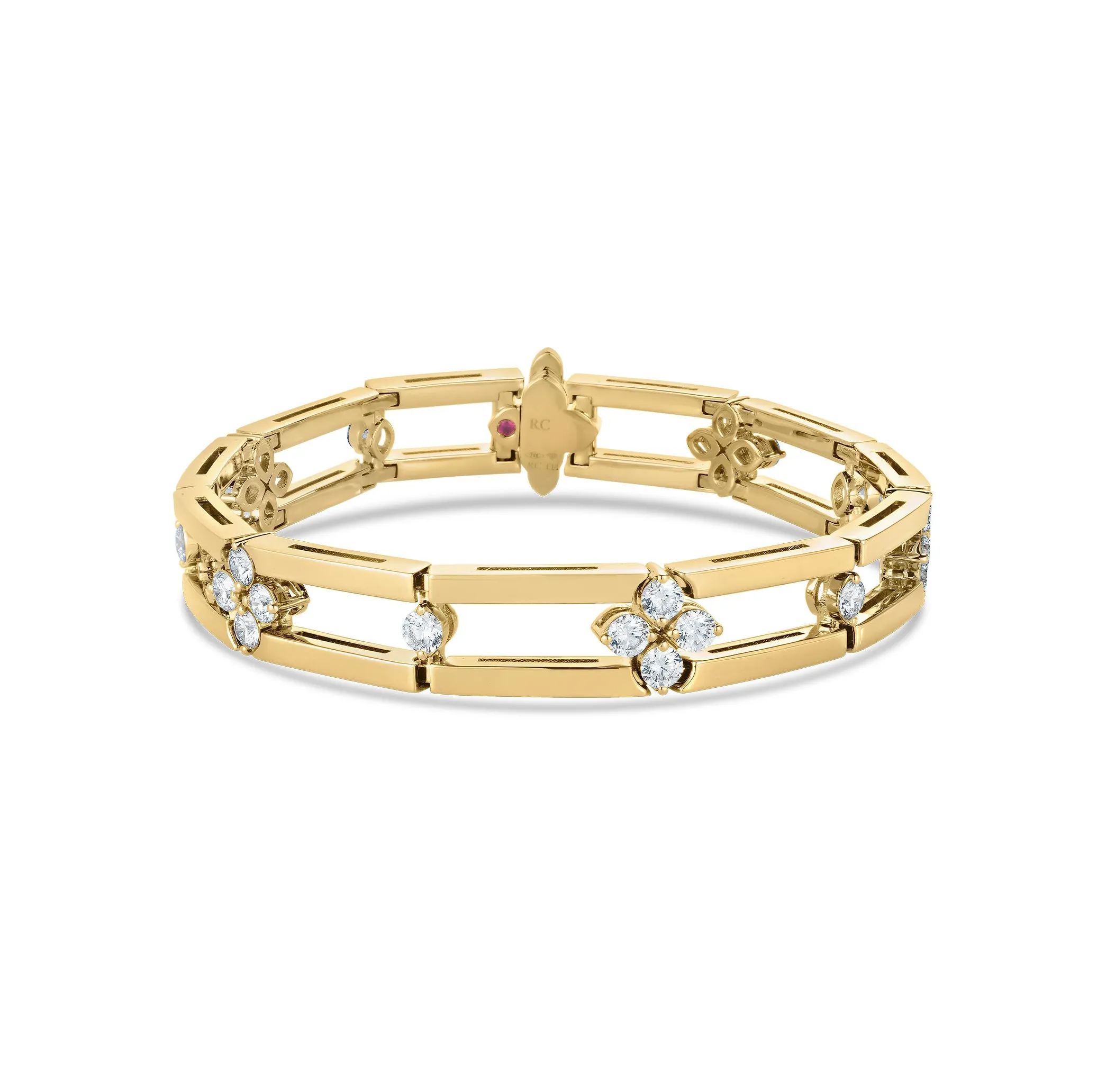 Roberto Coin Love in Verona Yellow Gold Flower Diamond Bracelet
