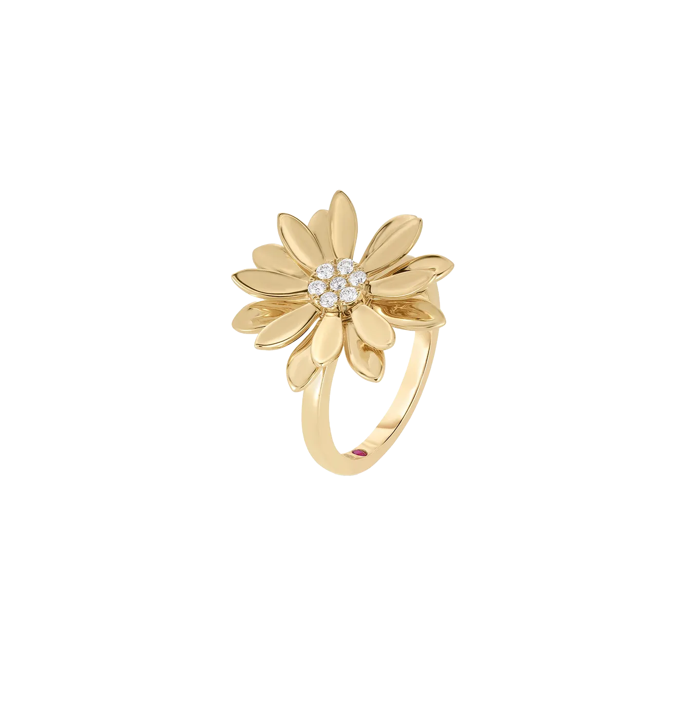 Roberto Coin Margherita Yellow Gold Flower Ring with Diamonds