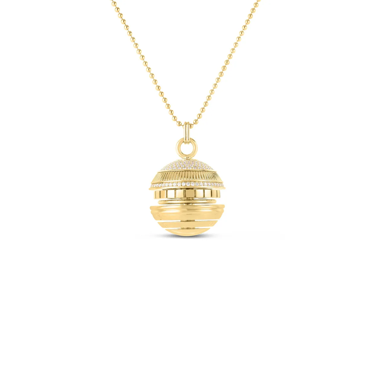 Roberto Coin Mosaic Yellow Gold Diamond Sphere Bead Necklace