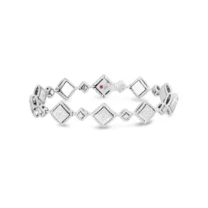 Roberto Coin Palazzo Ducale Diamond Alternating Square Bracelet in 18K White Gold