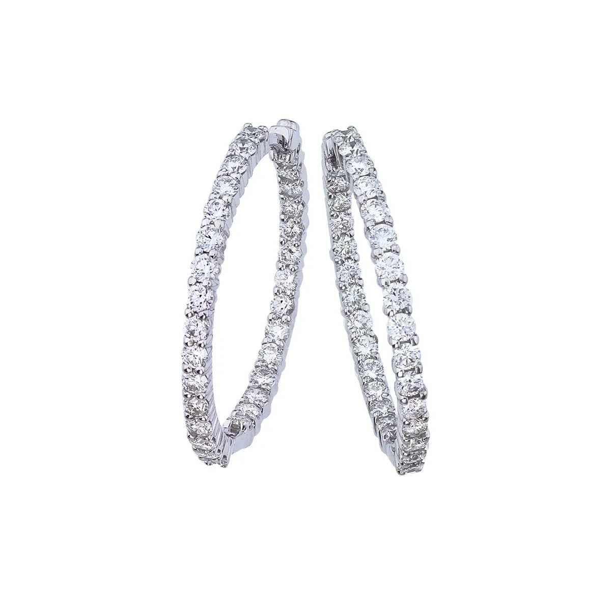 Roberto Coin Perfect Diamond Hoops Medium 18K White Gold Diamond Hoop Earrings