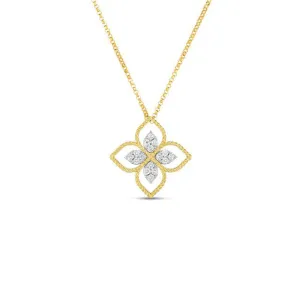 Roberto Coin Princess Flower 18K Yellow Gold Principessa Flower Necklace with Diamonds