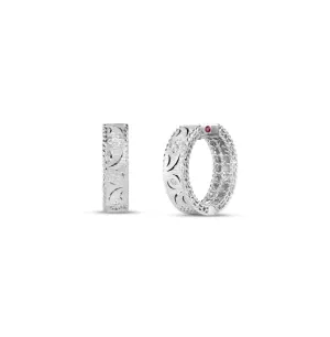 Roberto Coin Princess White Gold Diamond Hoop Earrings