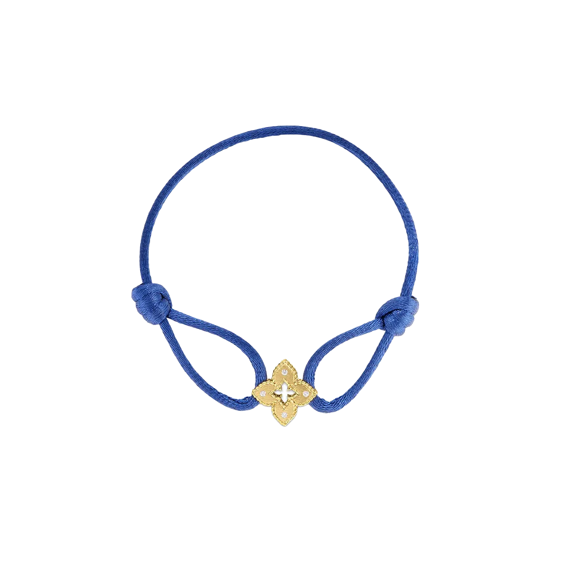 Roberto Coin Venetian Princess Diamond Flower Blue Silk Cord Bracelet