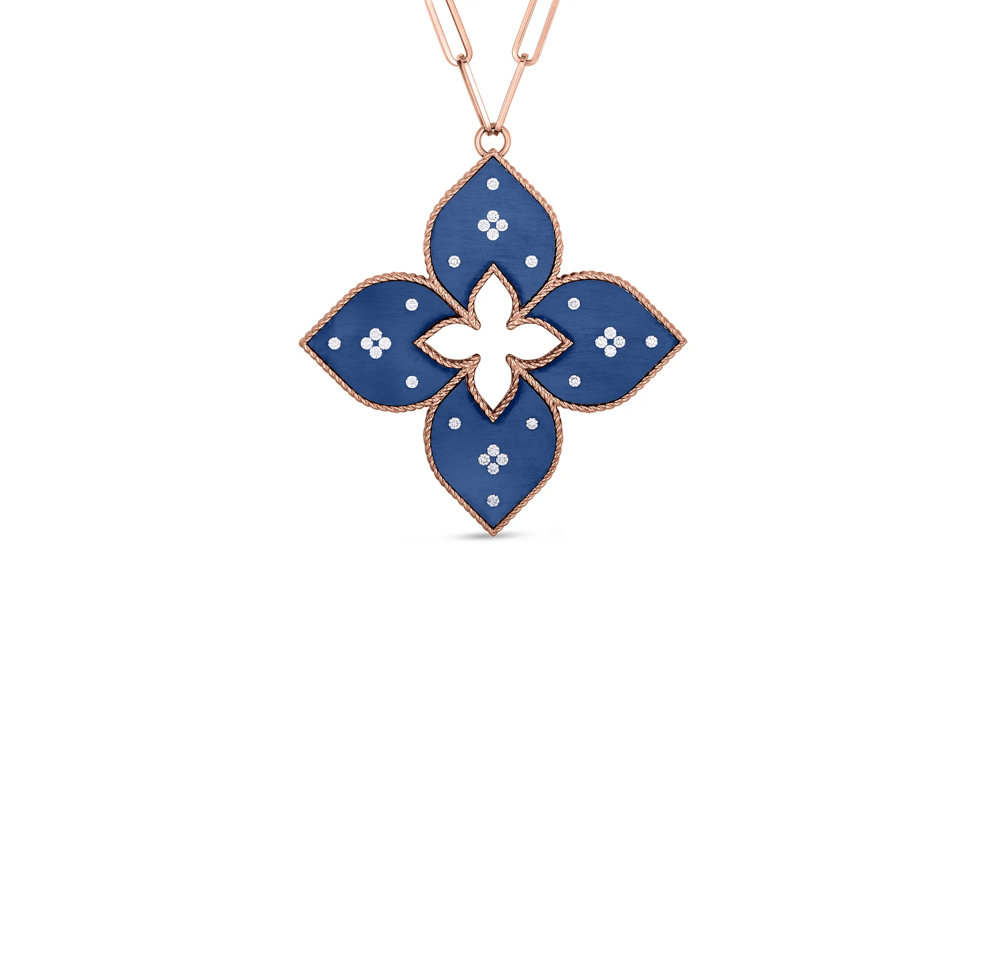 Roberto Coin Venetian Princess Rose Gold Blue Titanium Large Pendant