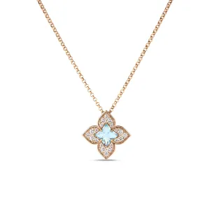 Roberto Coin Venetian Princess Rose Gold Blue Topaz and Diamond Pendant