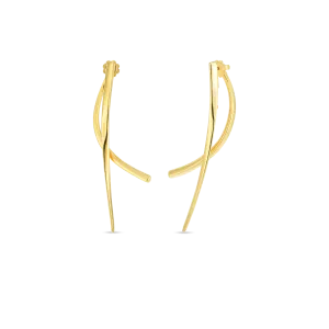 Roberto Coin Yellow Gold Front and Back Line Earrings
