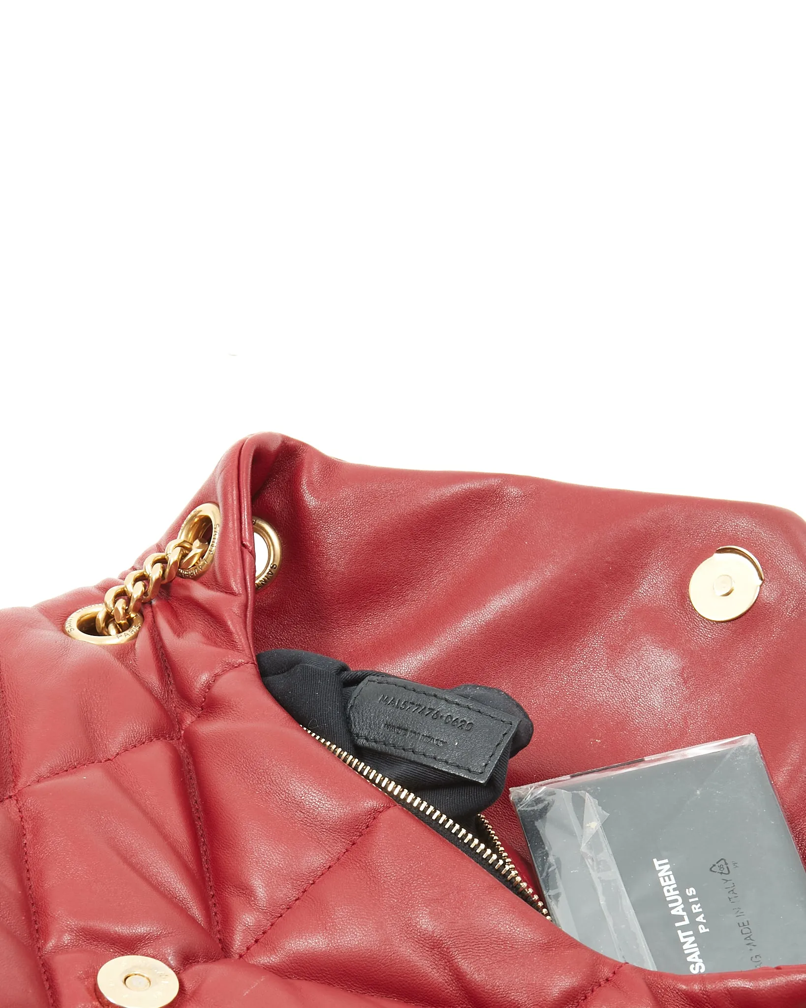 Saint Laurent Burgundy Leather Small LouLou Puffer Chain Shoulder Bag