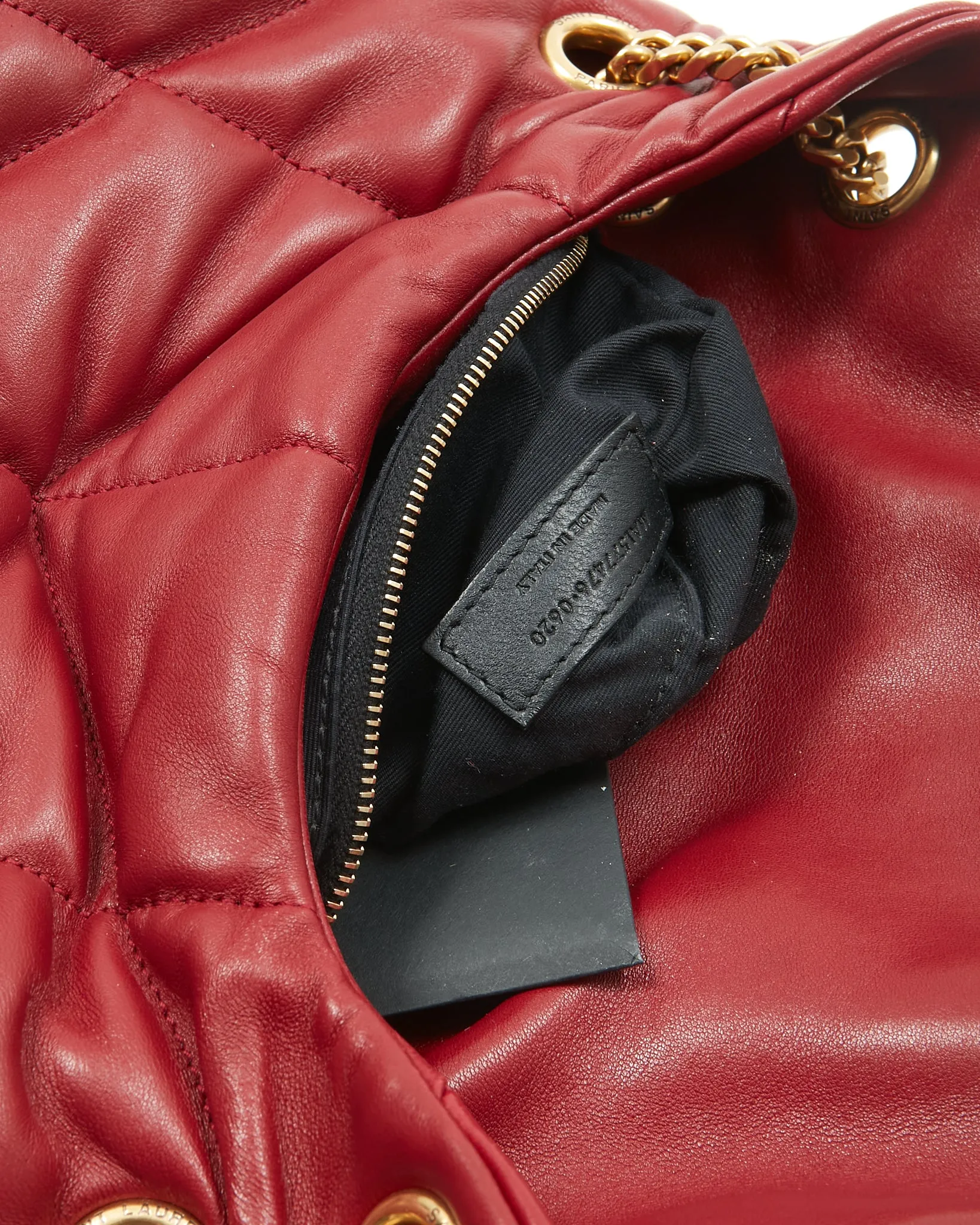 Saint Laurent Burgundy Leather Small LouLou Puffer Chain Shoulder Bag