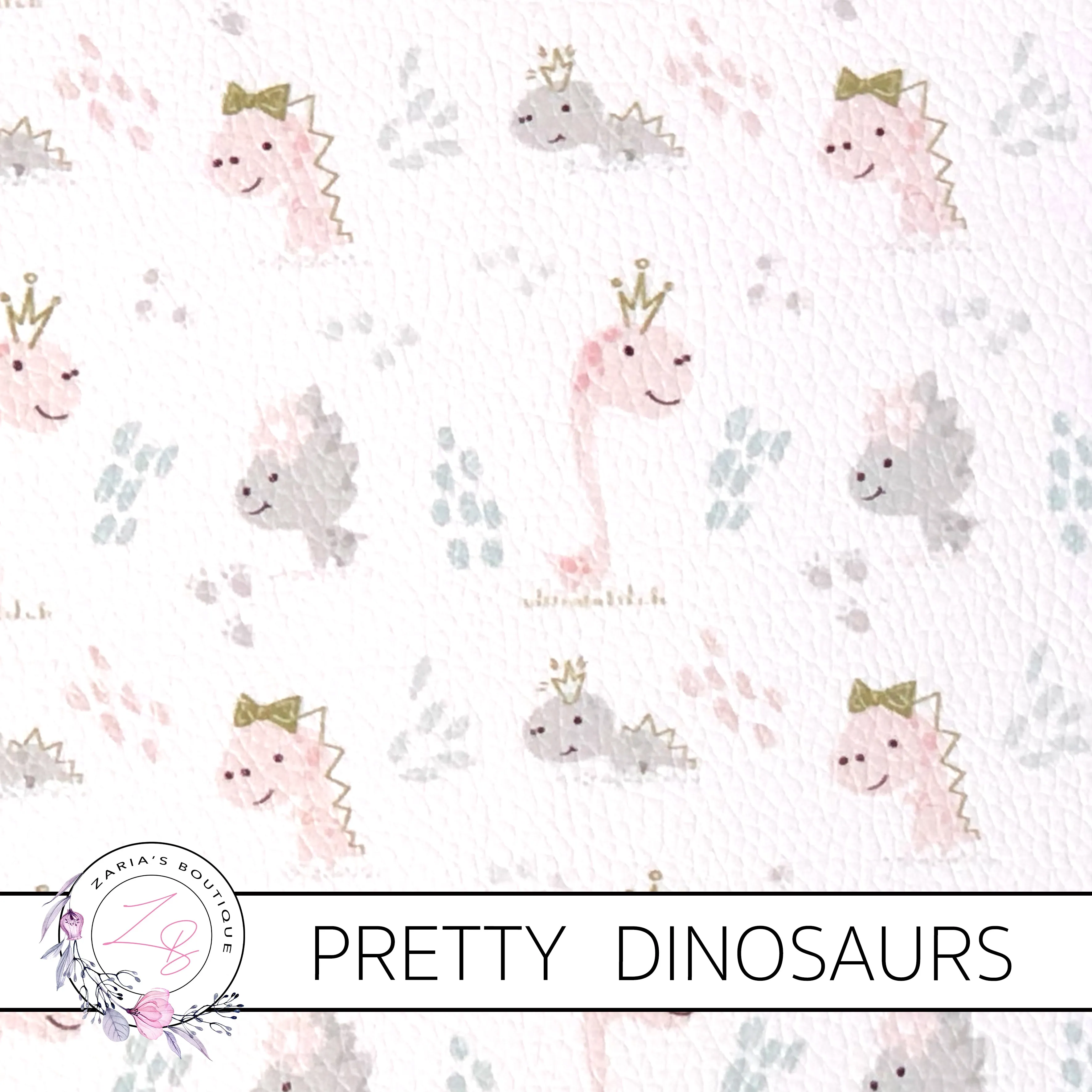 SALE CUSTOM Pretty Dinosaurs ~ Faux Leather ~ 1mm