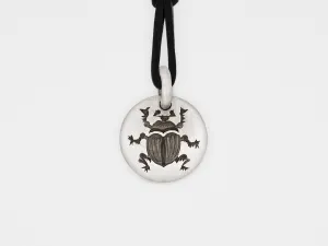 Scarab Beetle Charm Pendant in Sterling Silver