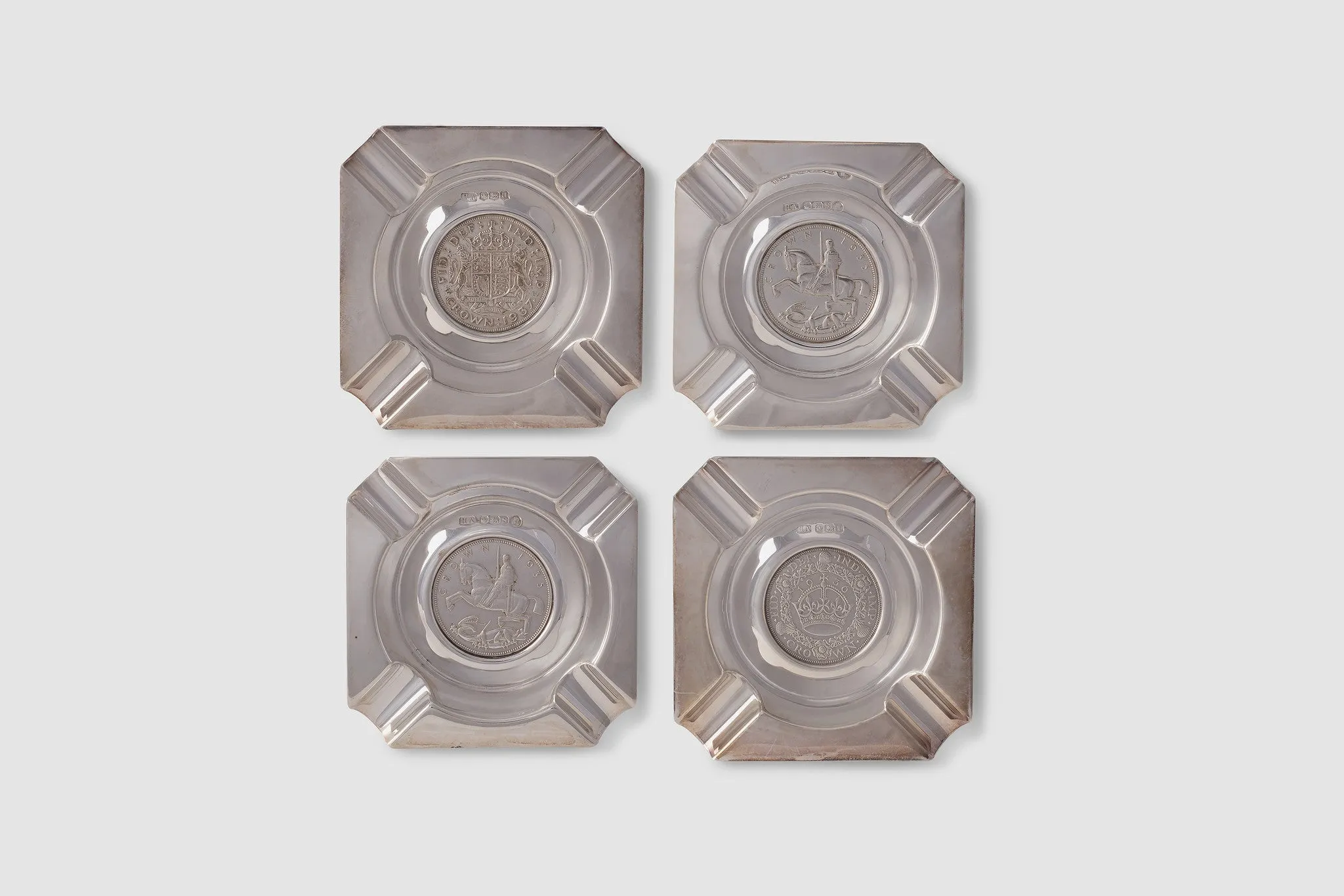 Set of Four Silver Ash Trays