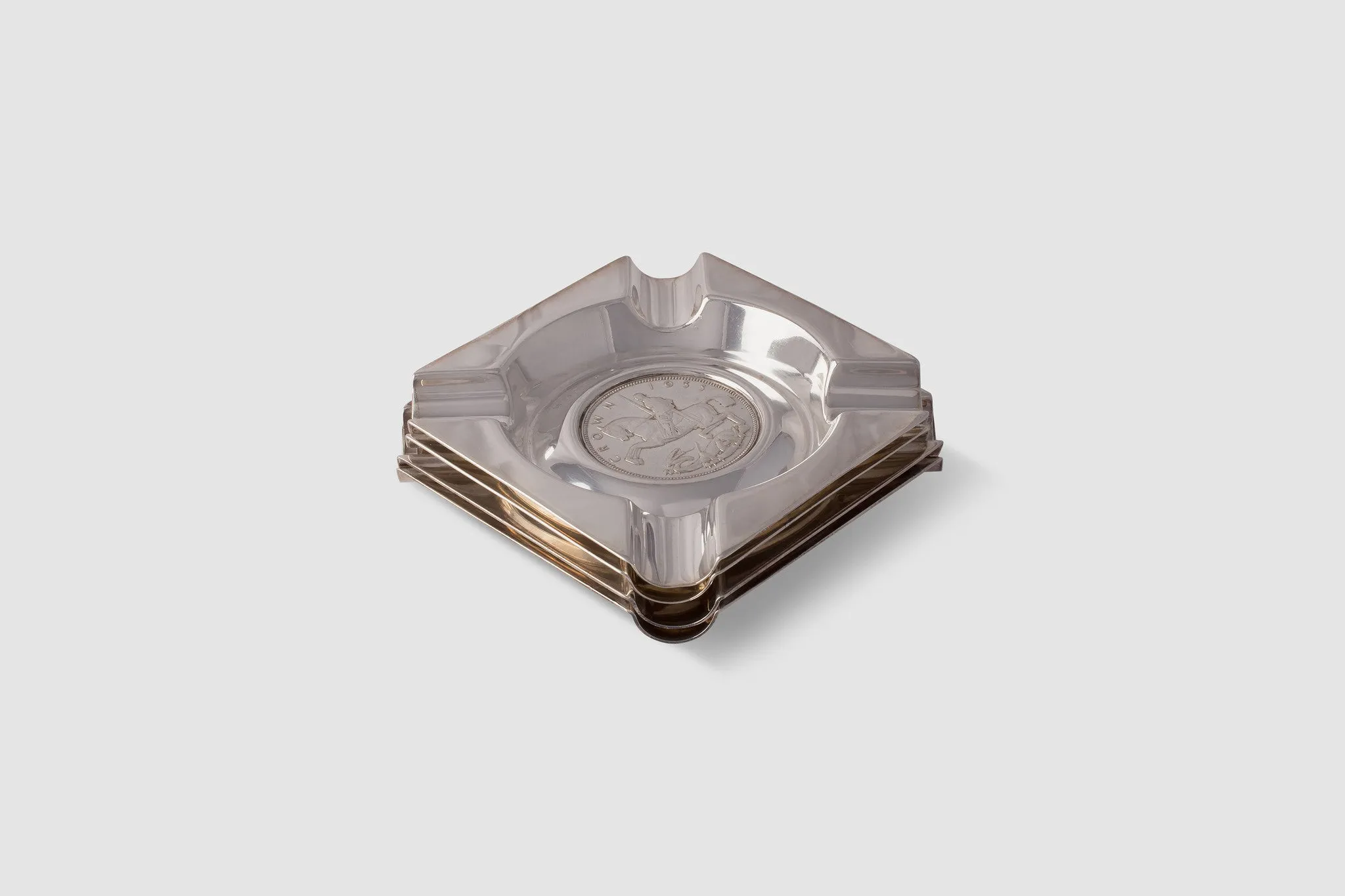 Set of Four Silver Ash Trays
