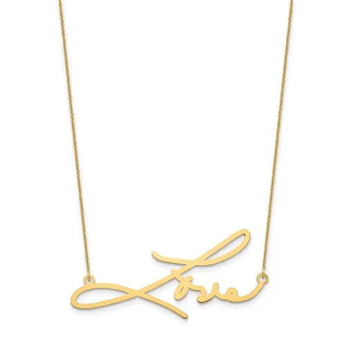 Signature Name Plate Necklace - Sterling Silver or Solid 14k Gold