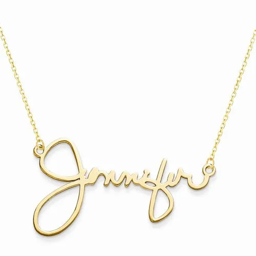 Signature Name Plate Necklace - Sterling Silver or Solid 14k Gold
