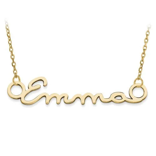 Signature Name Plate Necklace - Sterling Silver or Solid 14k Gold