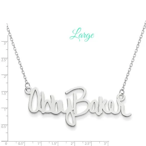 Signature Name Plate Necklace - Sterling Silver or Solid 14k Gold