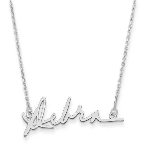 Signature Name Plate Necklace - Sterling Silver or Solid 14k Gold