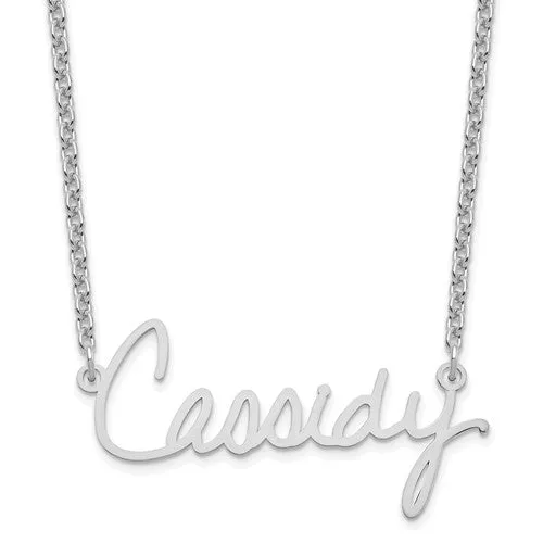 Signature Name Plate Necklace - Sterling Silver or Solid 14k Gold