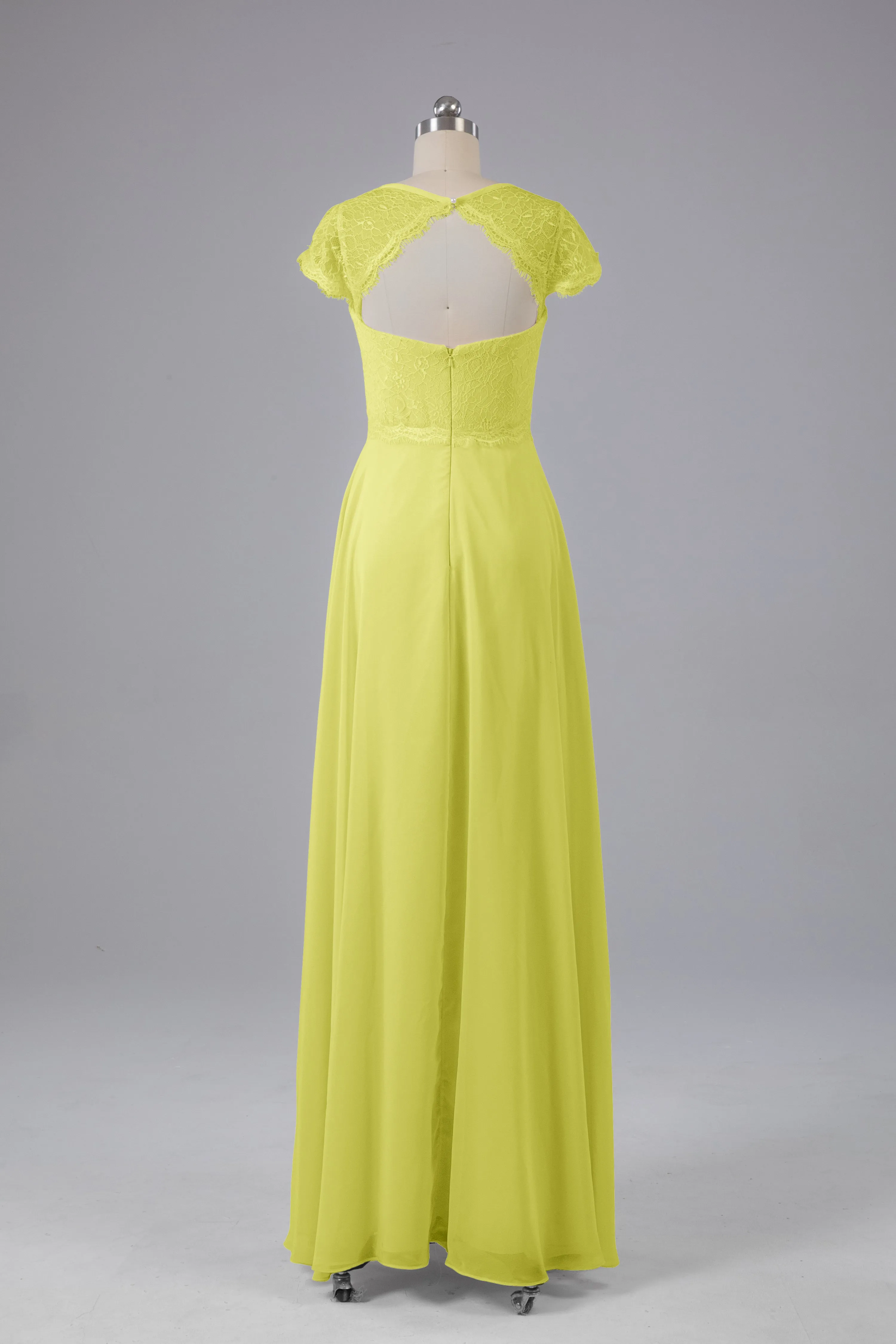 Simple Cap Sleeves Long Bridesmaid Dresses