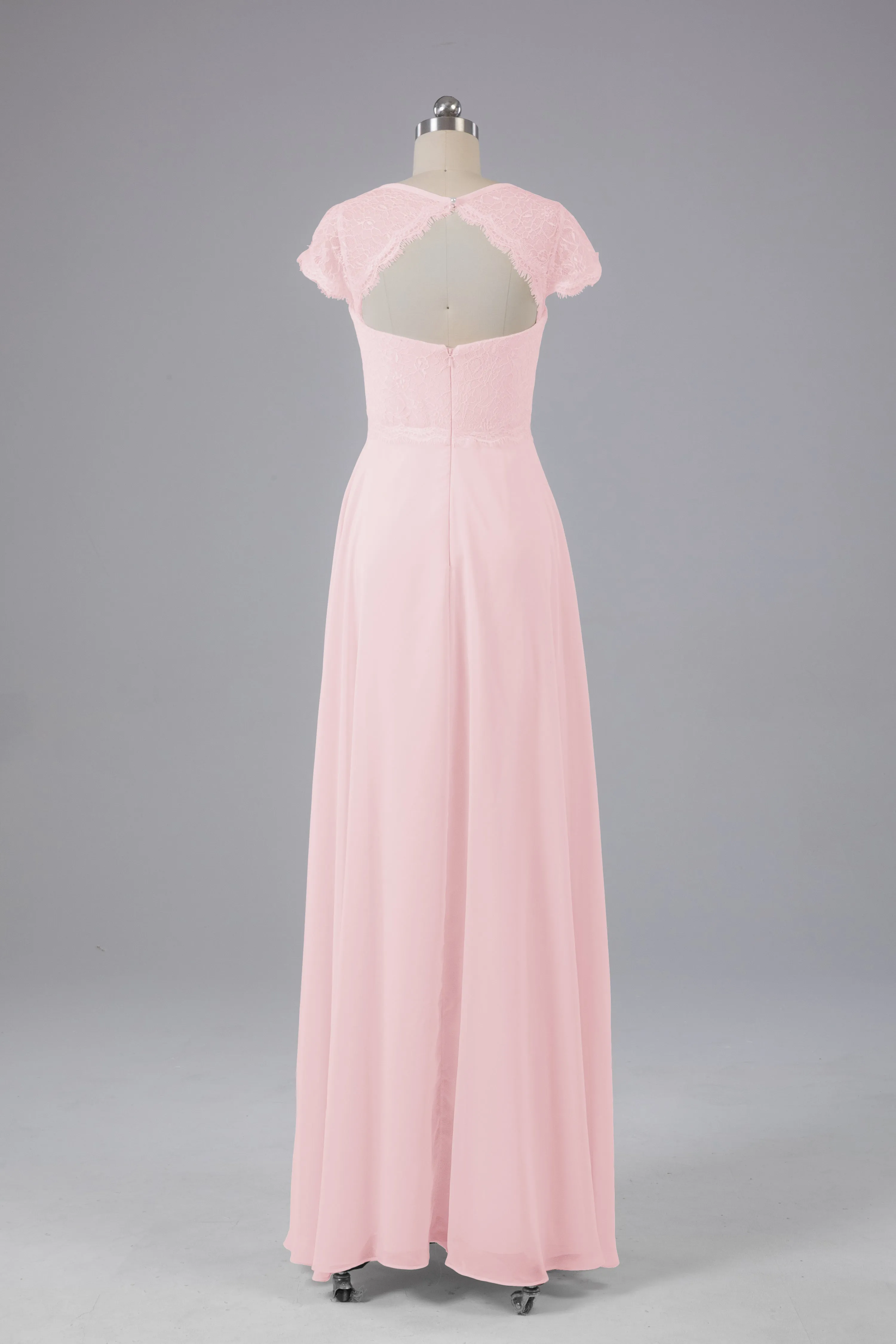 Simple Cap Sleeves Long Bridesmaid Dresses