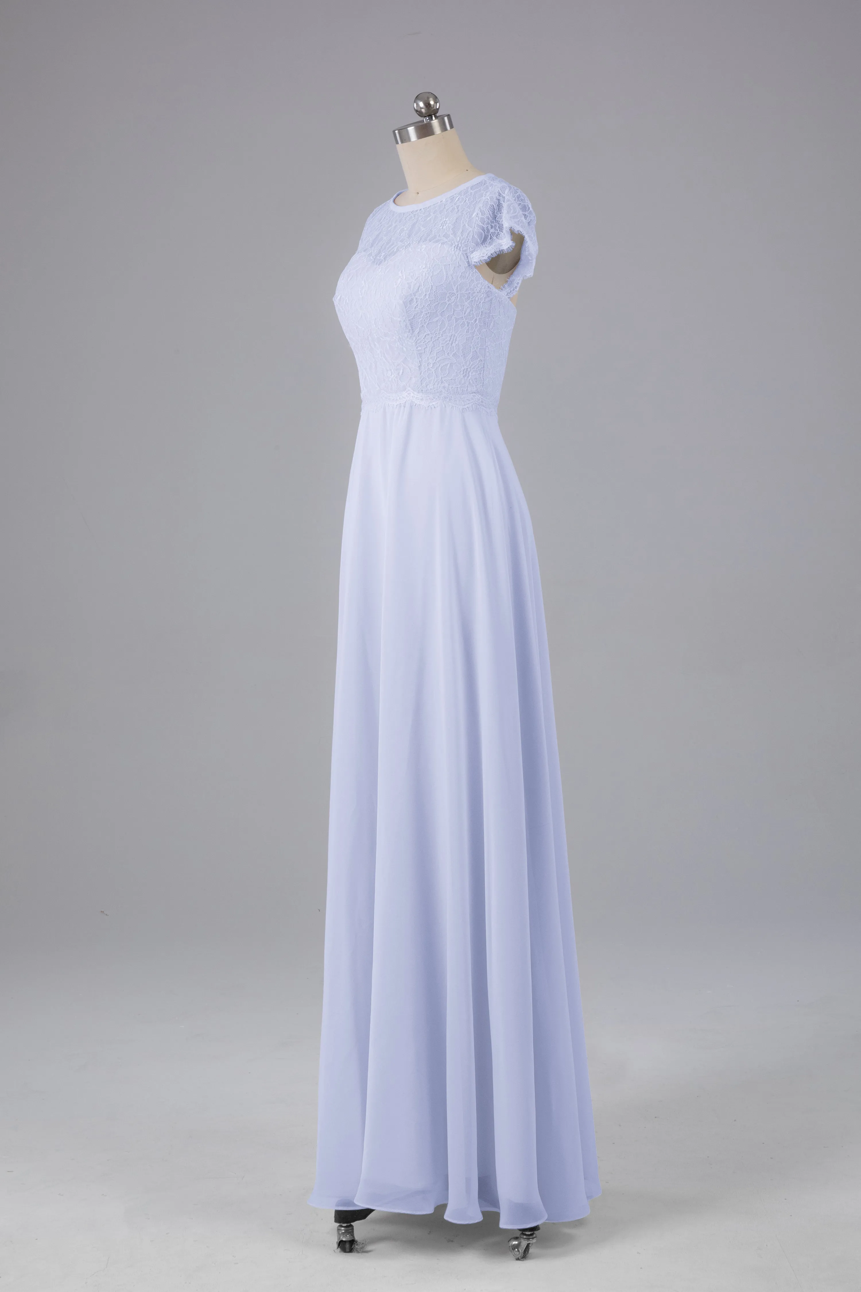 Simple Cap Sleeves Long Bridesmaid Dresses