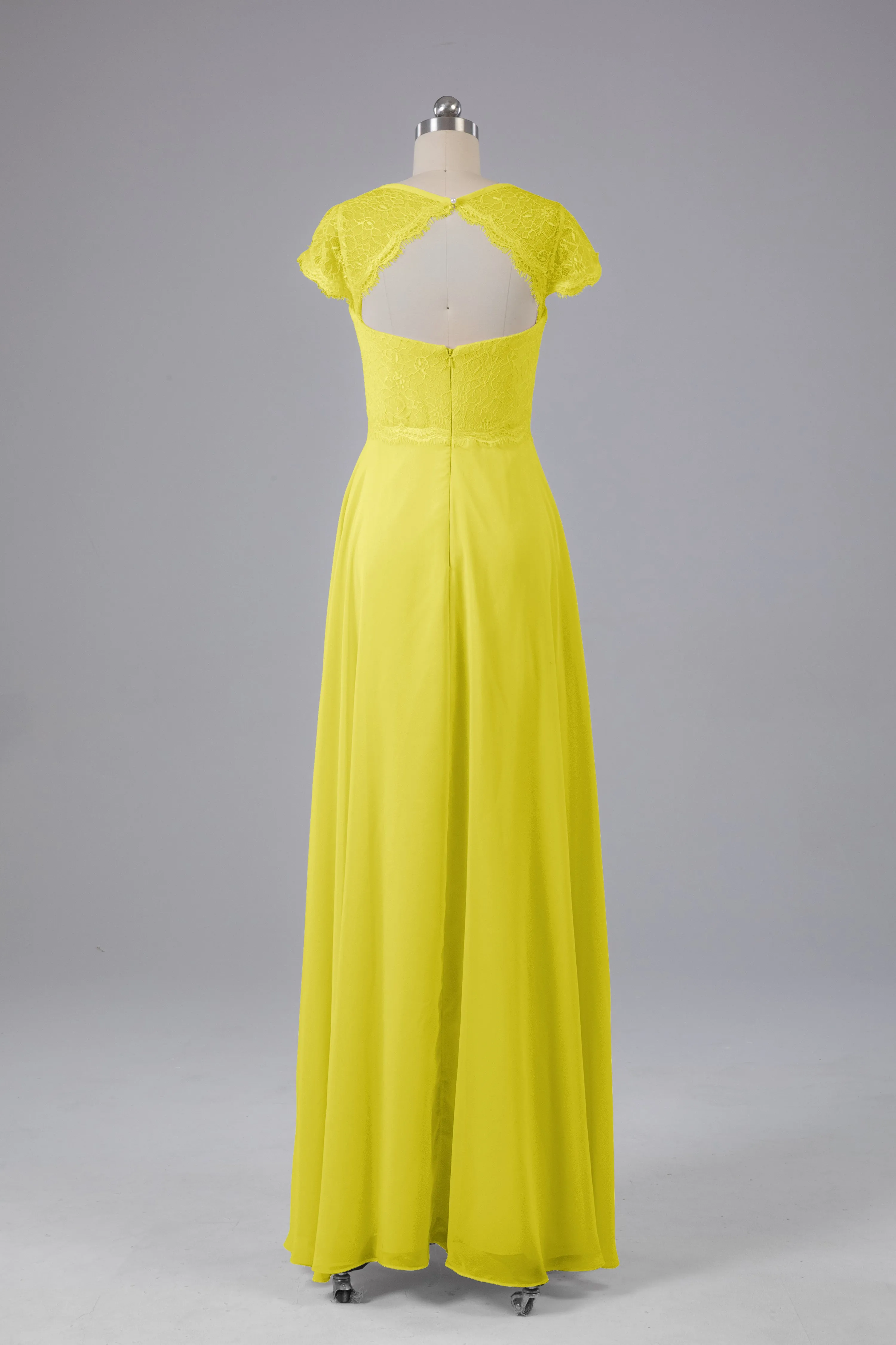 Simple Cap Sleeves Long Bridesmaid Dresses
