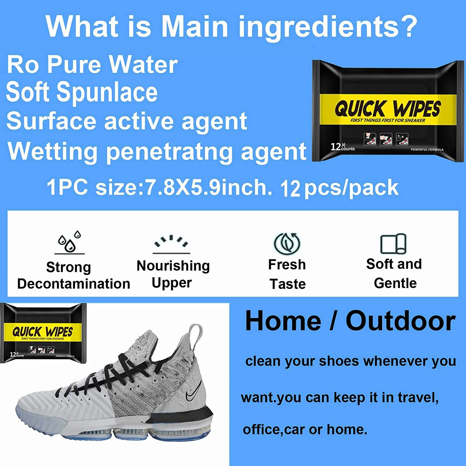 Sneaker Travel Wipes/Professional Cleaner by EZB