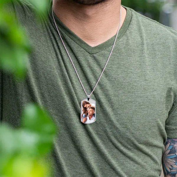 Stainless Steel Photo Dog Tag Photo Pendant with Chain Jewelry