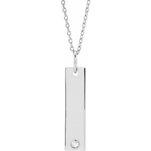 Sterling Silver .03 CT Diamond Bar 16-18" Necklace