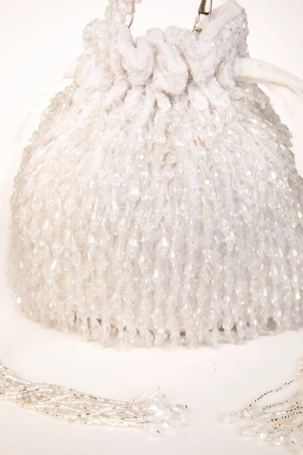 Stone & Pearl Beaded Wristlet Clutch With Detachable Strap
