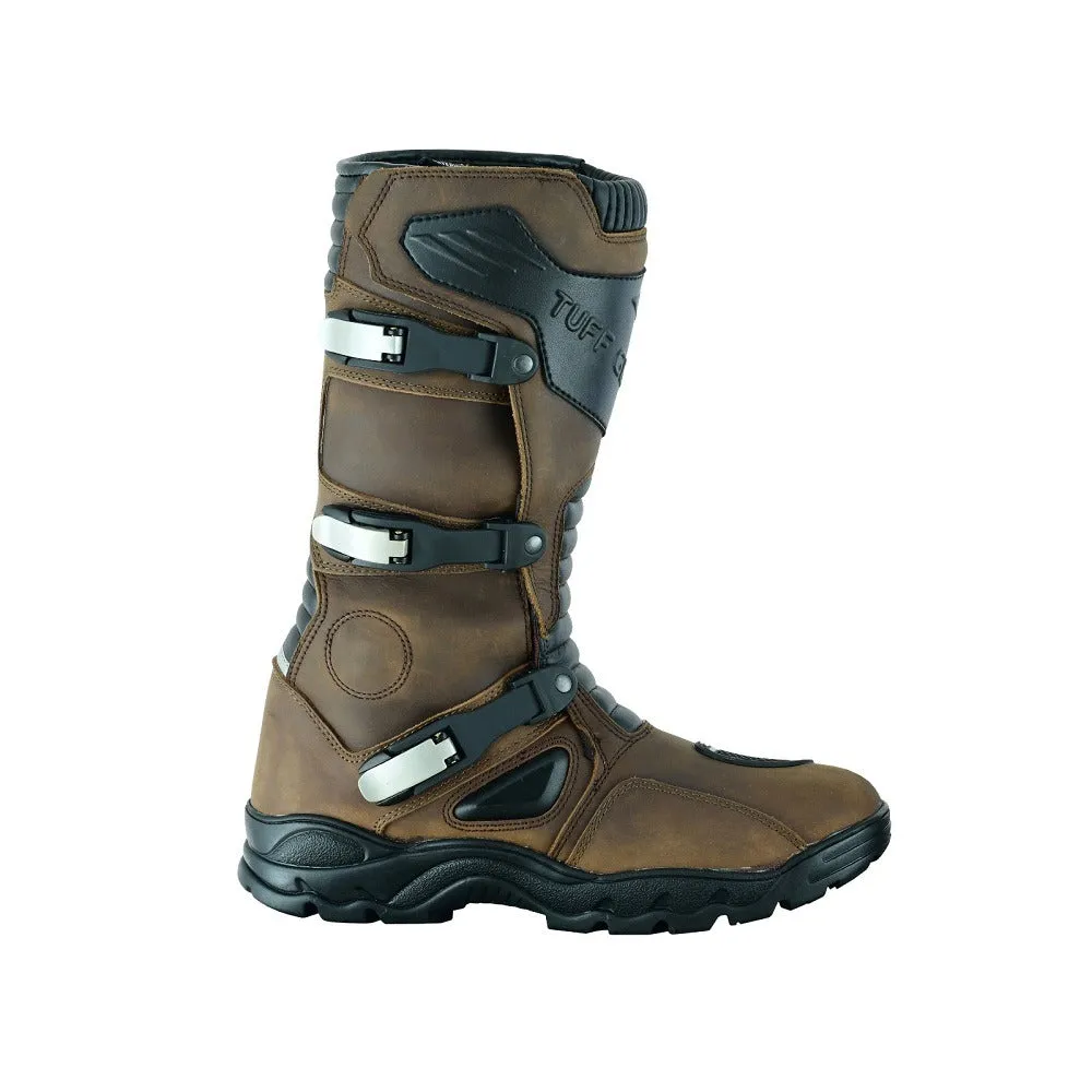 Tuff Gear Motorcycle Waterproof Cowhide Leather Adventure Riding Boots - Brown