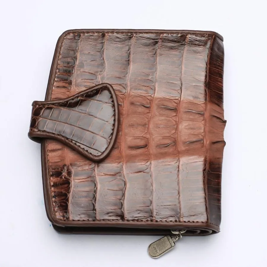 Twotone Brown Crocodile Skin Womens Wallets