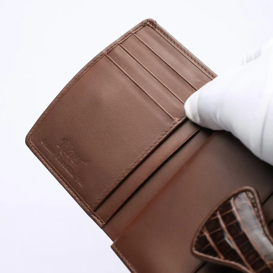 Twotone Brown Crocodile Skin Womens Wallets